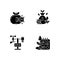 Estimating planting time black glyph icons set on white space