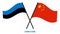 Estonia and China Flags Crossed And Waving Flat Style. Official Proportion. Correct Colors