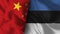 Estonia and China Realistic Flag â€“ Fabric Texture Illustration