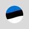 Estonia circle flag icon. Waving Estonian badge. Vector illustration.