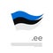 Estonia flag. Stripes colors of the estonian flag on a white background. Vector design national poster with .ee domain, place