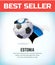 Estonia football or soccer ball. Football national team. Vector illustration