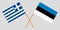 Estonia and Greece. The Estonian and Greek flags. Official proportion. Correct colors. Vector