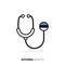 Estonia healthcare concept. Medical stethoscope with country flag