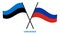 Estonia and Russia Flags Crossed And Waving Flat Style. Official Proportion. Correct Colors