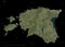 Estonia shape on black. High-res satellite