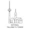 Estonia, Tallinn Tv Tower travel landmark vector illustration