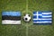 Estonia vs. Greece flags on soccer field