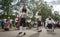 Estonian folk singers and dancers at the song festival grounds in Pirita