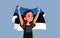 Estonian Woman Holding National Flag Vector Cartoon