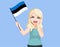 Estonian Woman Waving Estonia flag