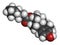 Estradiol cypionate estrogen prohormone molecule. Long-acting, intramuscular injectable prodrug of estradiol. Atoms are