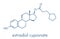 Estradiol cypionate estrogen prohormone molecule. Long-acting, intramuscular injectable prodrug of estradiol. Skeletal formula.