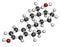 Estradiol (estrogen) female sex hormone molecule. Atoms are represented as spheres with conventional color coding: hydrogen (white