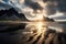 estrahorn mountain range and Stokksnes beach panorama in Iceland