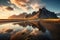 estrahorn mountain range and Stokksnes beach panorama in Iceland