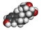 Estriol (oestriol) human estrogen hormone molecule. Atoms are represented as spheres with conventional color coding: hydrogen (