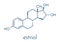 Estriol oestriol human estrogen hormone molecule. Skeletal formula.