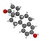 Estrone (oestrone) human estrogen hormone molecule. Atoms are represented as spheres with conventional color coding: hydrogen (