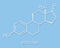 Estrone oestrone human estrogen hormone molecule. Skeletal formula.