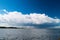 Estuary of the Vistula River to the Baltic Sea with the Cumulus mediocris cloud in the sky.