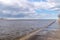Estuary Vistula River to the Baltic Sea at windy day