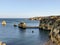 Estudiantes beach cliffs panoramic view, Lagos, Portugal. Rocky beach in, Portugal.