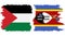 eSwatini and Palestine grunge flags connection vector