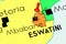 Eswatini/ Swaziland, Mbabane - capital city, pinned on political map