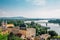 Esztergom city and Danube river panorama view in Hungary