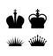 Et of different crowns. Vector icons collection of isolated black silhouettes of crowns and diadems