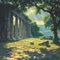 Eternal Beauty: The Greek Temple Ruins in the Sunlit Clearing