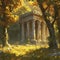 Eternal Beauty: The Greek Temple Ruins in the Sunlit Clearing