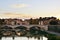 The eternal City. Embankment of the Tiber river and the view of the majestic Rome Italy with its bridges