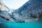 The eternal glacier and lake in the mountains .