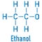 ethanol, ethyl alcohol molecule, chemical structure. Skeletal formula.