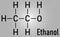 ethanol, ethyl alcohol molecule, chemical structure. Skeletal formula.
