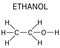 ethanol, ethyl alcohol molecule, chemical structure. Skeletal formula.