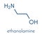 Ethanolamine 2-aminoethanol molecule. Skeletal formula.