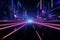 Ethereal 3D neon lightscape, cyberpunk streets, sci fi studio backdrop