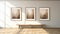 Ethereal Abstracts: Interior Room With Wooden Bench And Paintings