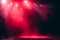 Ethereal ambiance captivating red spotlight illuminating a stage enveloped in mesmerizing fog