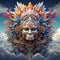 ethereal angelic totem with ornate wings and celestial symbols, crafted in Aztec Greeble tribal form by AI generated