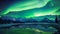 The ethereal beauty of the Aurora Borealis is perfectly mirrored in the calm and serene waters of a picturesque lake, The northern