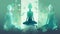 Ethereal Bliss: Lotus Meditation in Light Emerald and Aquamarine