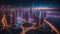 Ethereal cityscape with neon-lit highways.Generated with AI