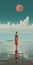 Ethereal Cloudscape: Artistic Rendering Of A Woman On The Beach