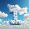 Ethereal Cloudscape: Elaborate 3d Number One In Vibrant Blue Sky