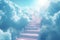 Ethereal connection Cloud stairway evokes spiritual transcendence and enlightenment