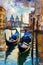 Ethereal Dance: Gondolas of Venice painting